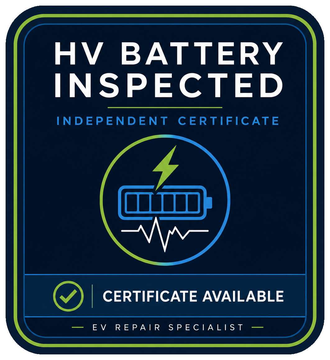 HV Battery Inspected independent certificate badge